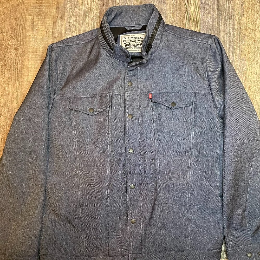 Levi's Gray Heathered Soft Shell Commuter Lined Trucker Jacket Mens XXL Exc Cond